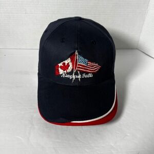 Niagara Falls Souvenir Baseball Cap Navy Blue US Canada Flag Adjustable Hat